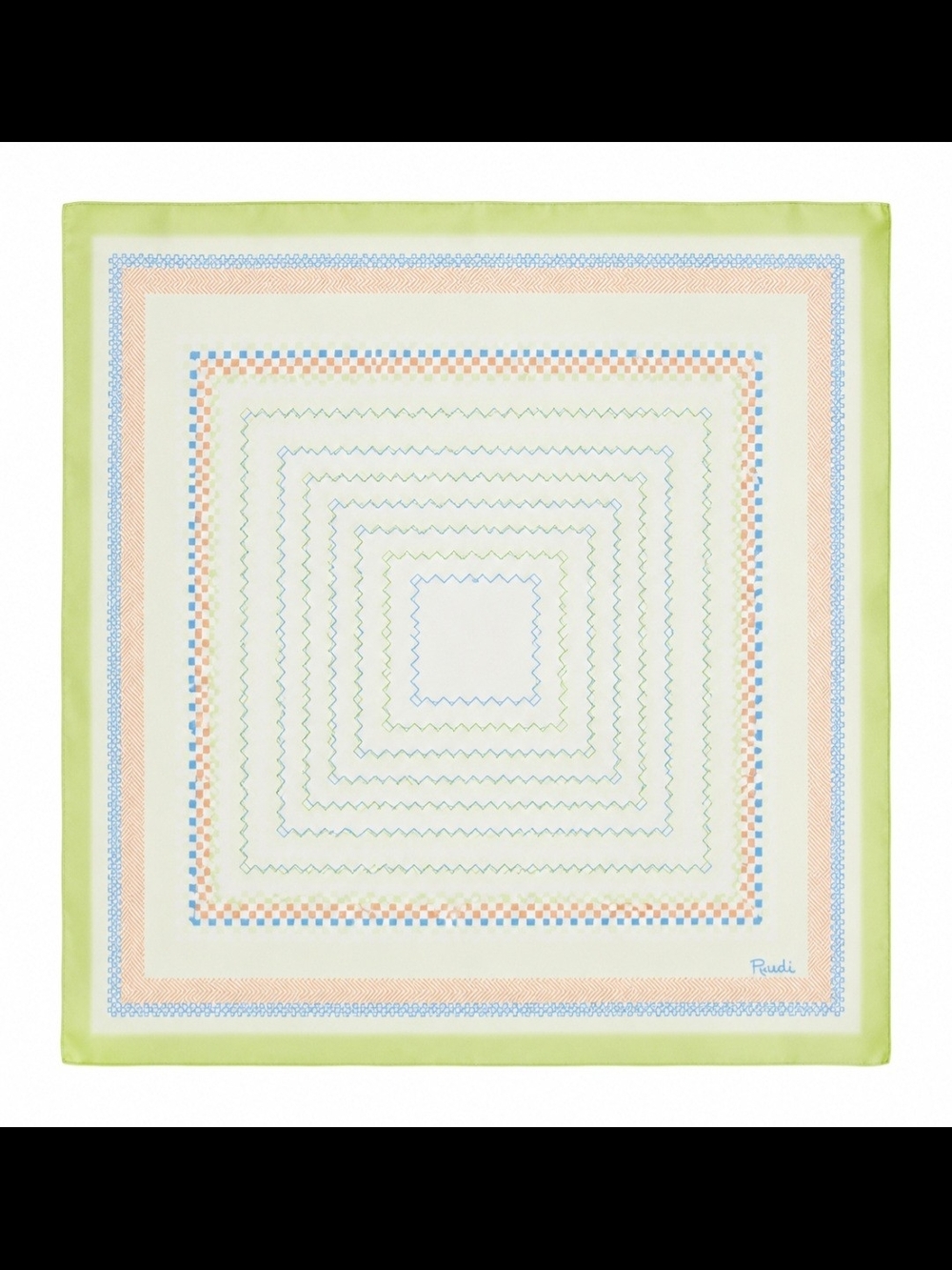 Mila Paoli Pastel Geometric Silk Scarf in Lime, Peach, Blue, Mint